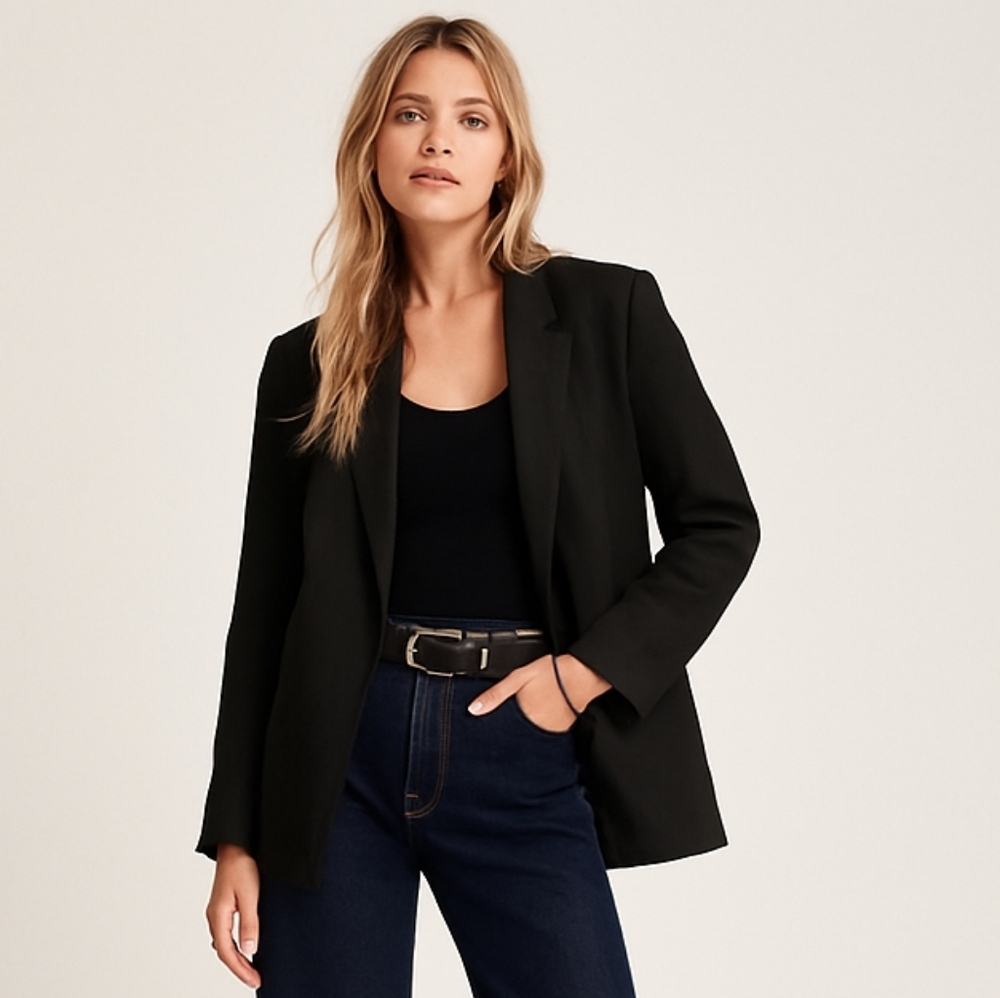 Madewell Drapey Black Lycee Blazer Sz‎ 4  Relaxed Menswear-Inspired Style